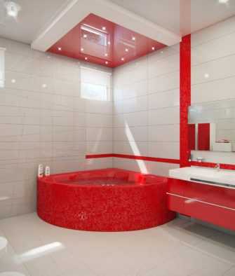 Преимущества и особенности красной отделки ванной комнаты