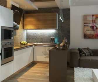 Планировка и дизайн современной кухни-гостиной площадью 15 кв м