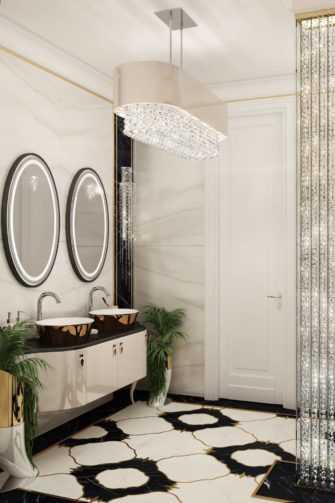Фото: ванная комната с черно-белыми обоями